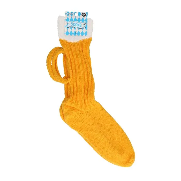 Sokken Oktoberfest bier geel/wit one size