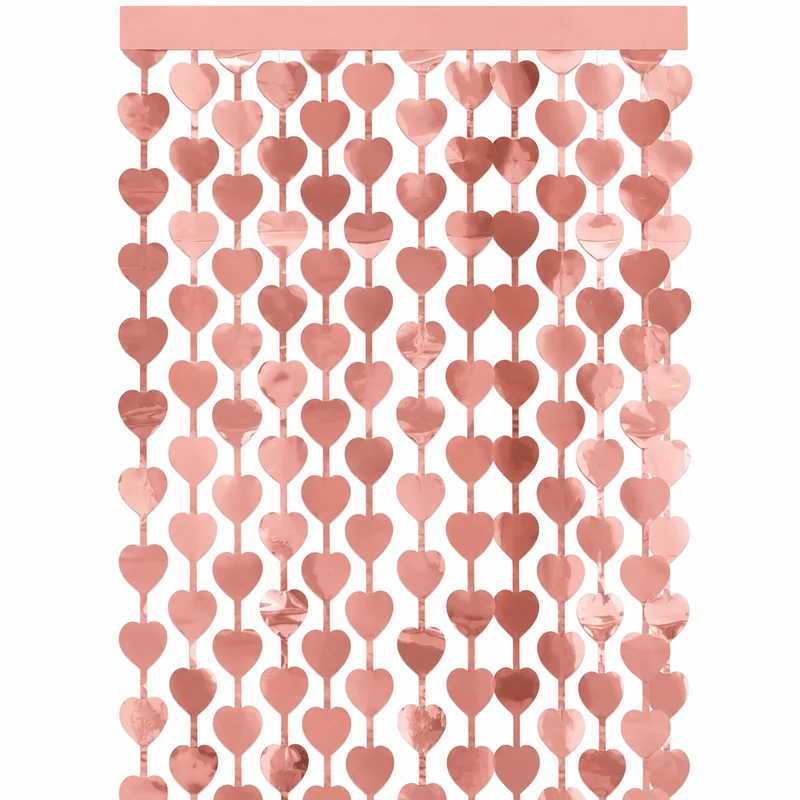 Deurgordijn - hartjes - folie - roségoud - 100 x 185cm