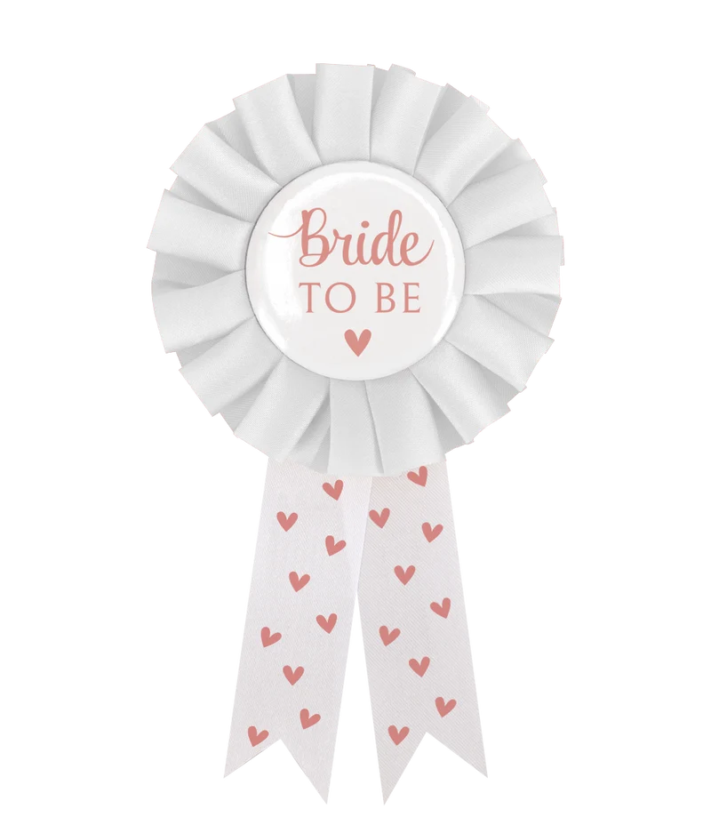 Party Rozet ´Bride to Be´ Hartjes