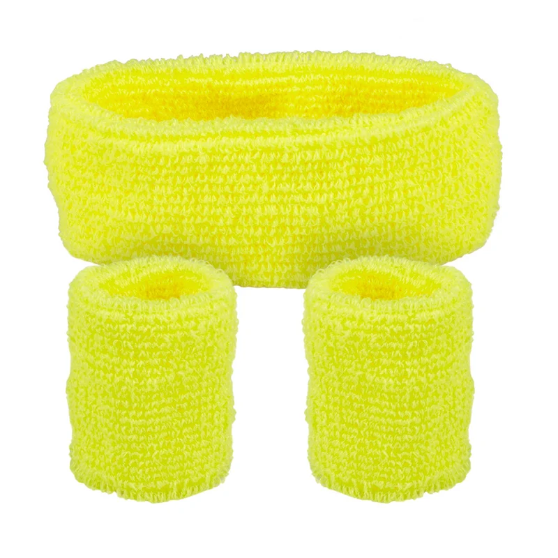 Zweetbandjes - set van 3 - neon geel