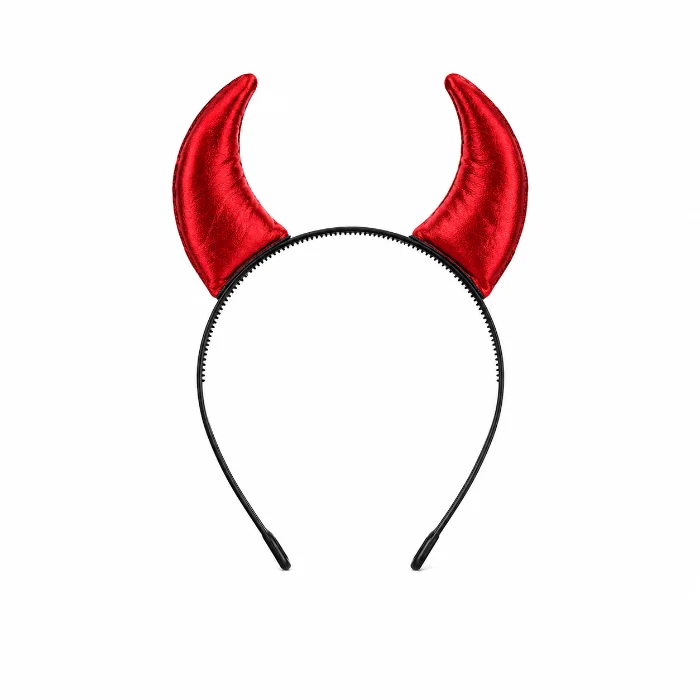 Diadeem Halloweeen duiveloren zwart/rood