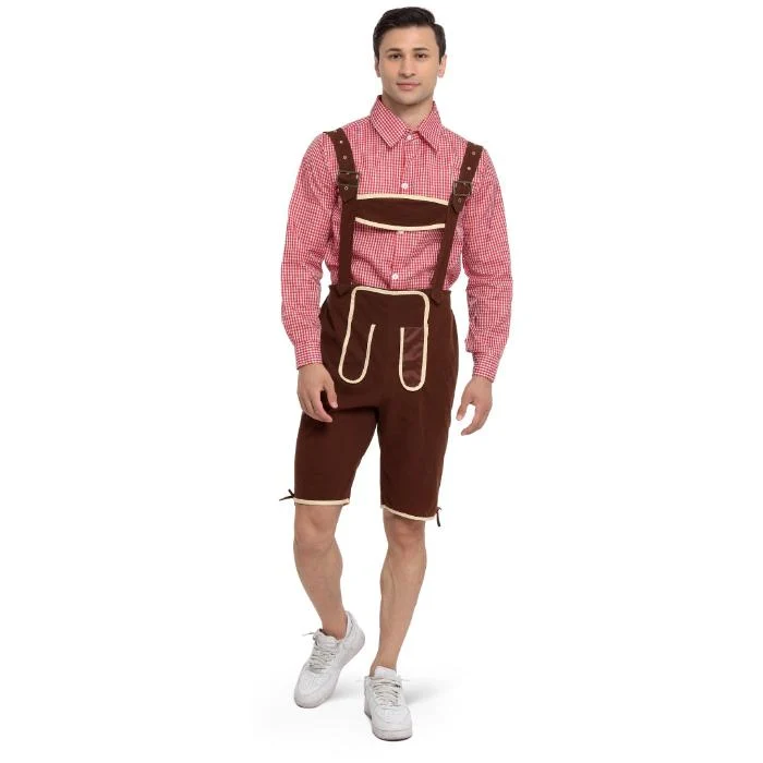 Kostuum Lederhosen rood/bruin heren maat XL