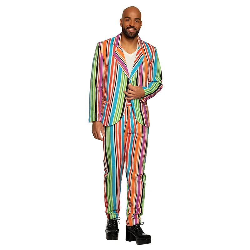 Gestreept herenkostuum Mr Groovy jaren 70 multicolor
