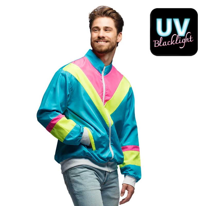 Trainingsjasje Retro dude neonblauw UV heren