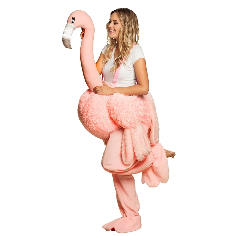 Flamingo instapkostuum roze volwassenen met bretels