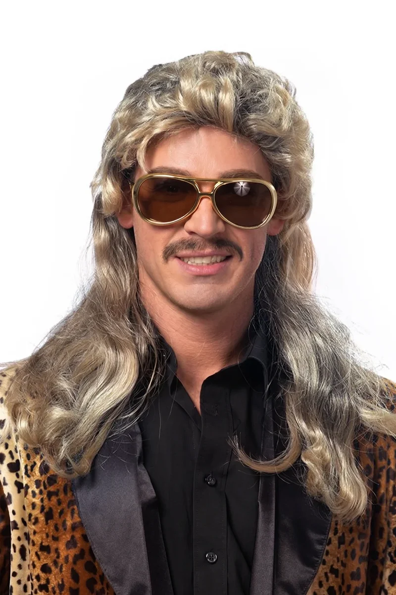 Pruik Jonny blond met lange krullen voor heren