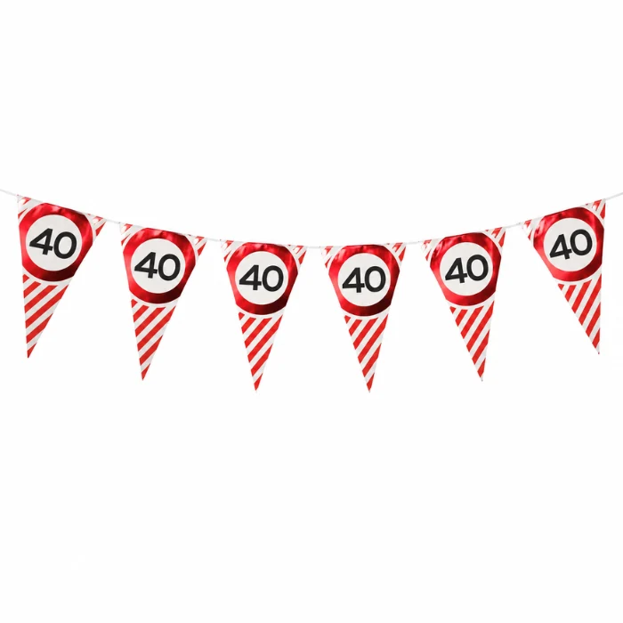 Vlaggenlijn 40 jaar rood/wit - 3m