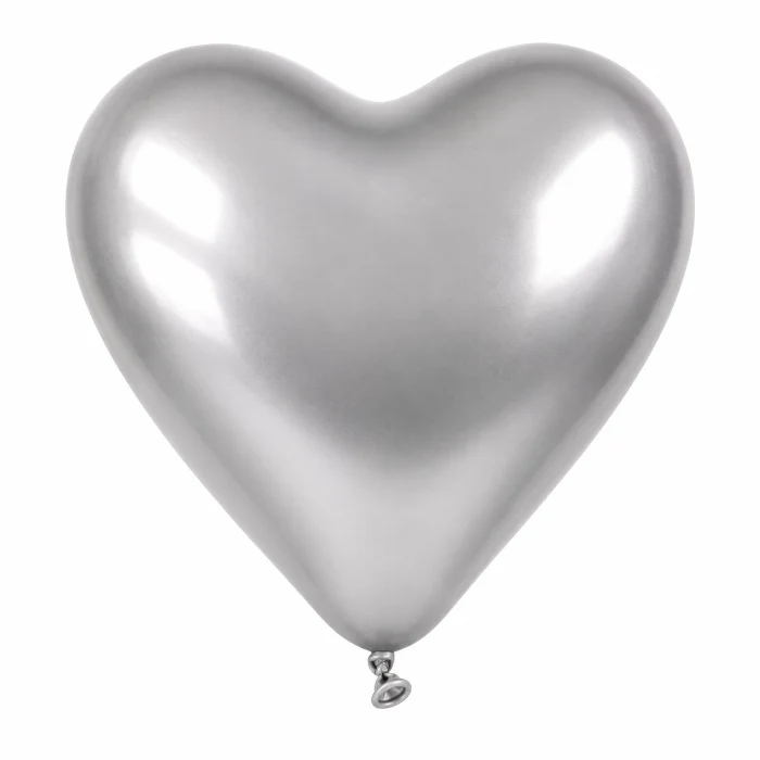 Ballonnen Metallic Hart - Zilver - 30cm - 3 stuks