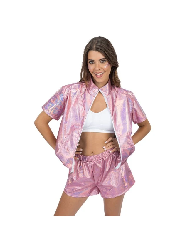 Set Jas en Broekje Roze Iriserend