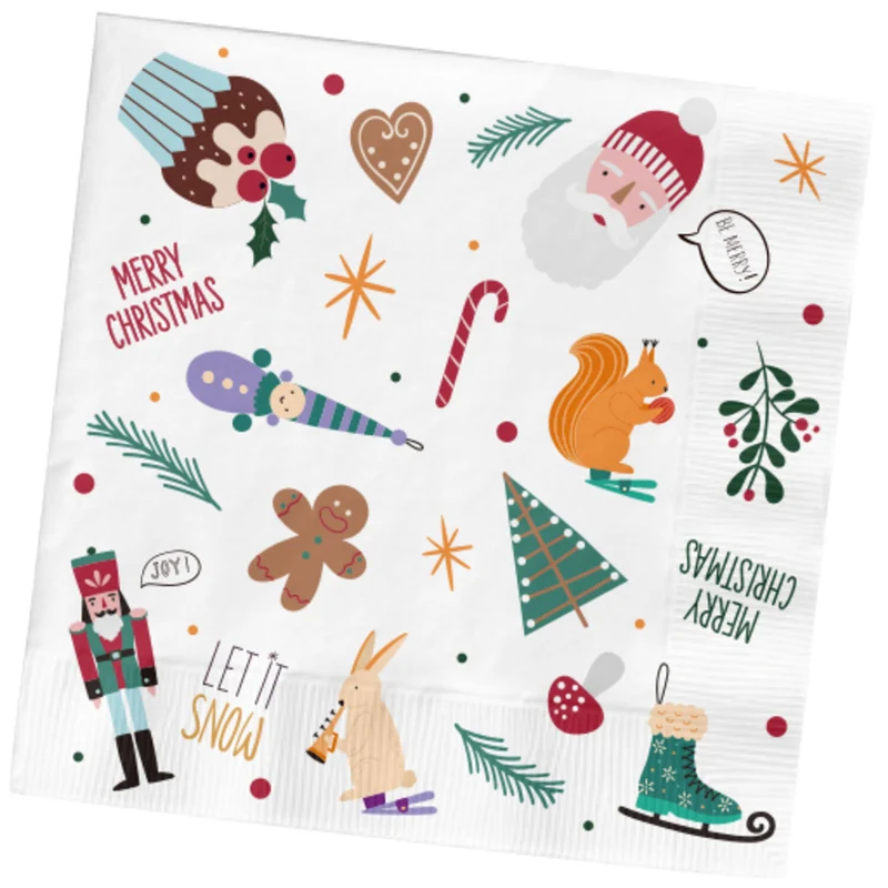 Kerst servetten - 20 stuks - 33 x 33 cm - Holly Jolly