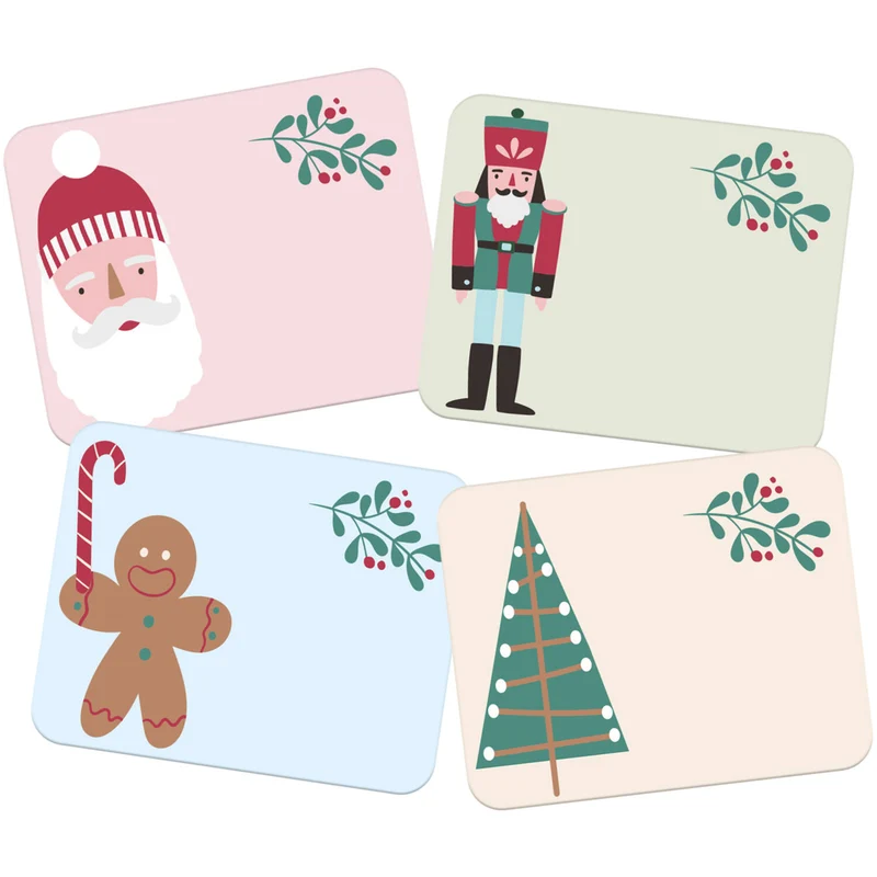Kerst naamstickers - 50 stuks - Holly Jolly