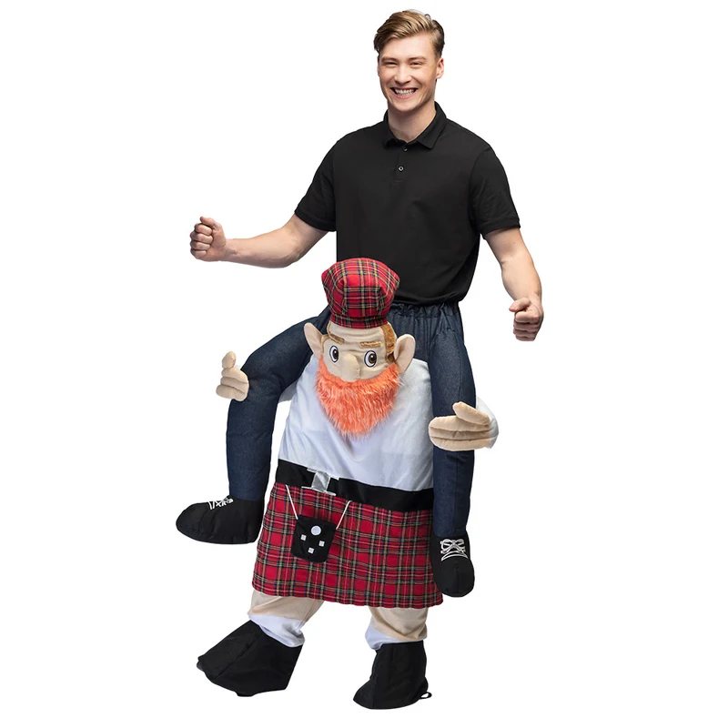 Instapkostuum Schot heren rood met kilt en pluche pop