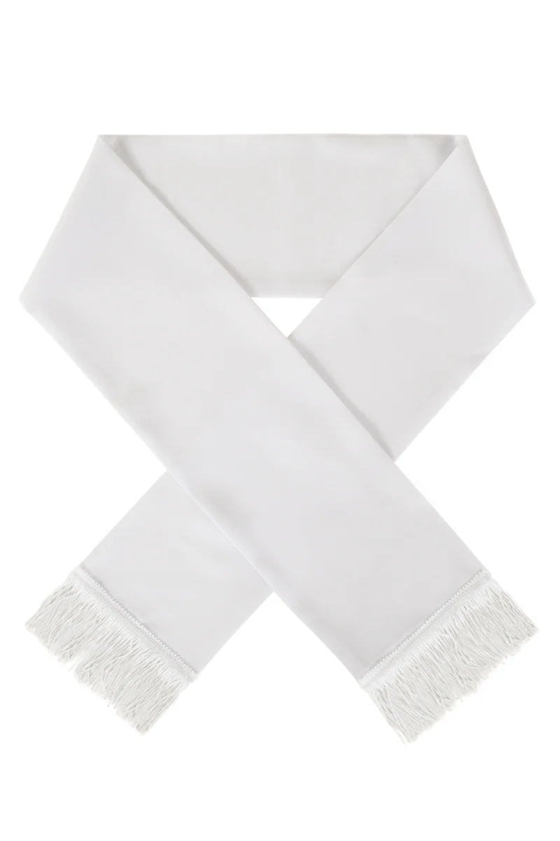 Witte sjaal met franjes 180 x 23 cm Raad van Elf