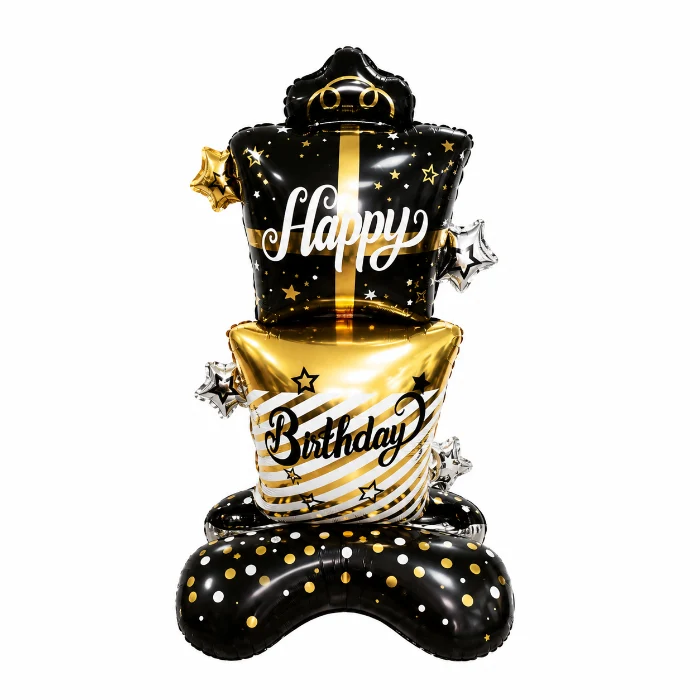 Folieballon happy birthday zwart - 150 cm