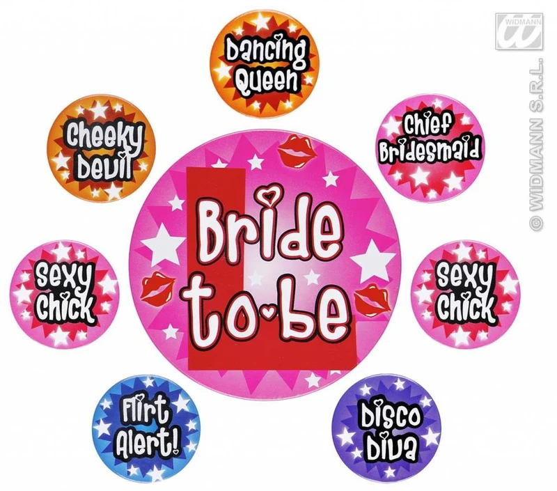 Set van 8 Buttons Vrijgezellen feest dames
