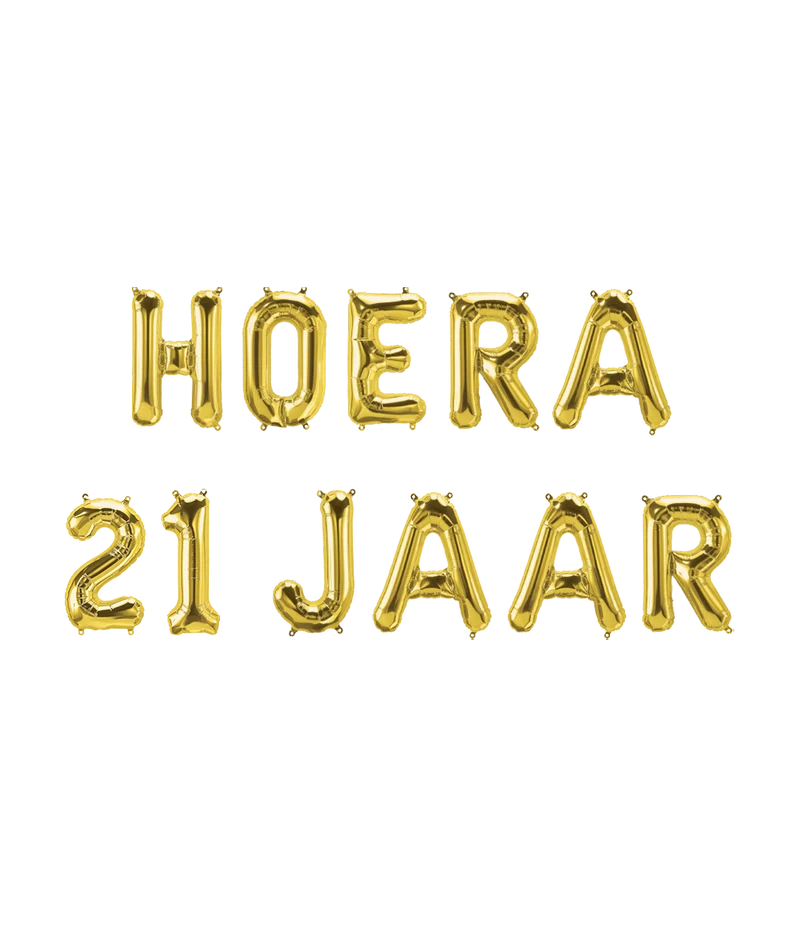 Hoera 21 jaar folieballon - 40 cm