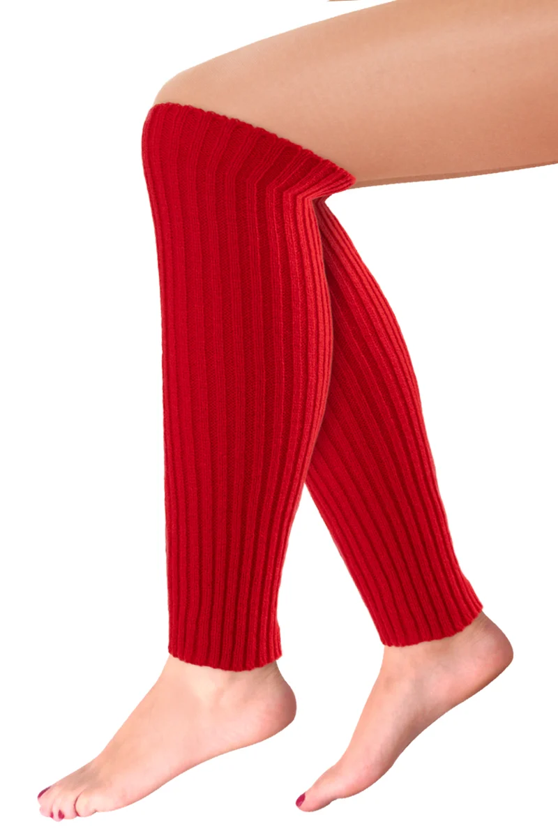 Beenwarmers rood ribgebreid basic 40 cm dames