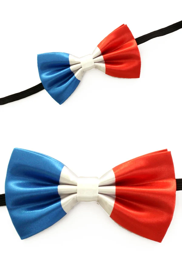 Vlinderstrik Franse vlag blauw wit rood 13 x 7 cm
