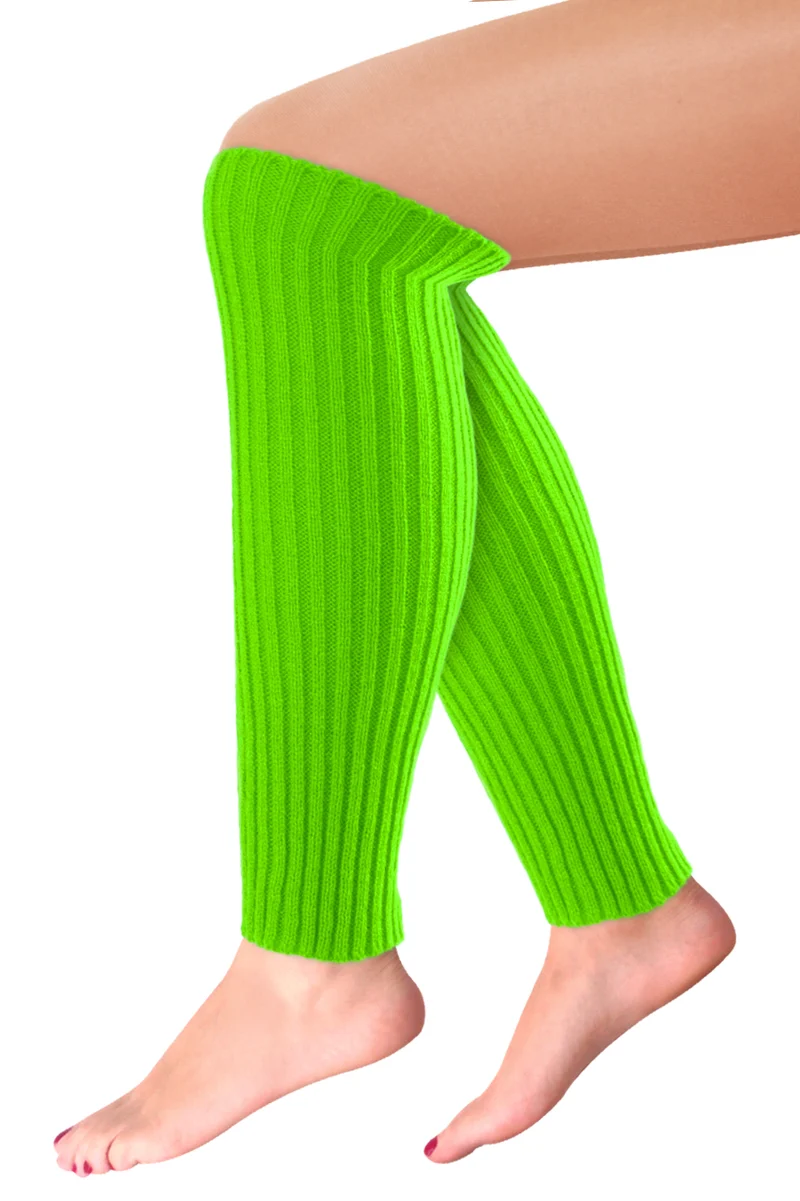Beenwarmers neon groen geribbeld 40 cm PartyXplosion