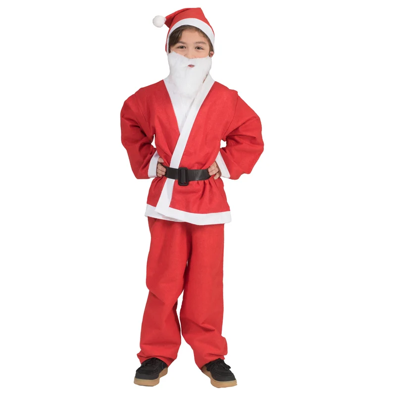 Kerstman set kind rood 5-delig met baard en muts