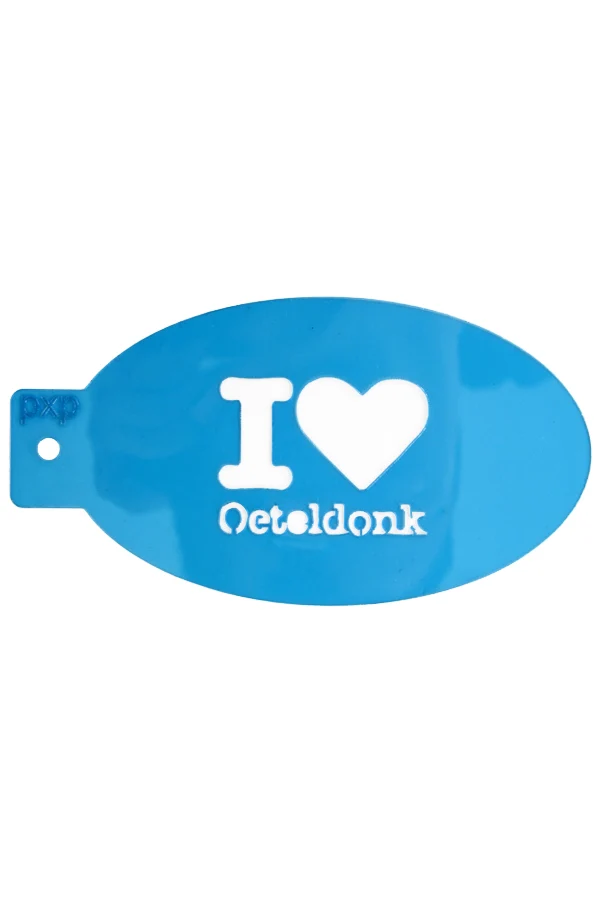 Schminksjabloon I love Oeteldonk PXP blauw plastic