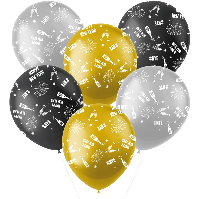Happy New Year Ballonnen - 6 stuks - BlackGold HNY
