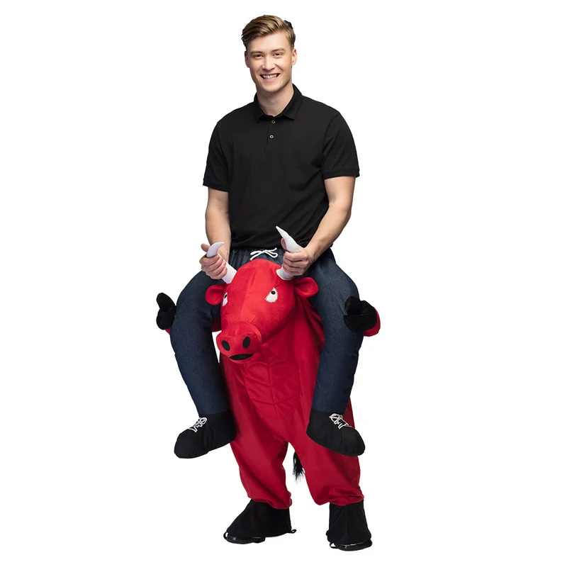 Stier instapkostuum rood volwassenen ride-on broek
