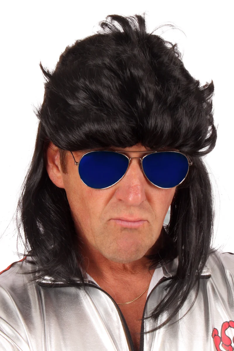 Pruik Jeffrey zwart met matje heren