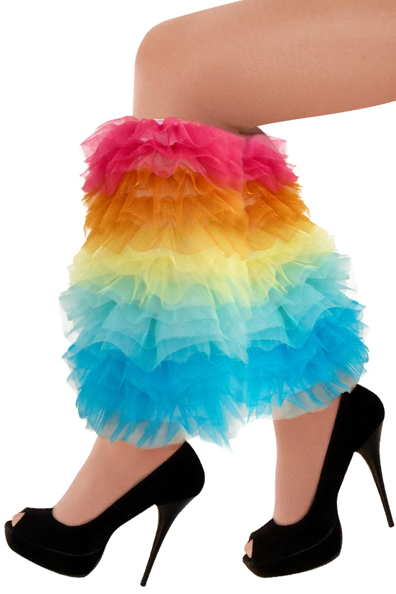 Beenwarmers met ruches regenboog tule dames