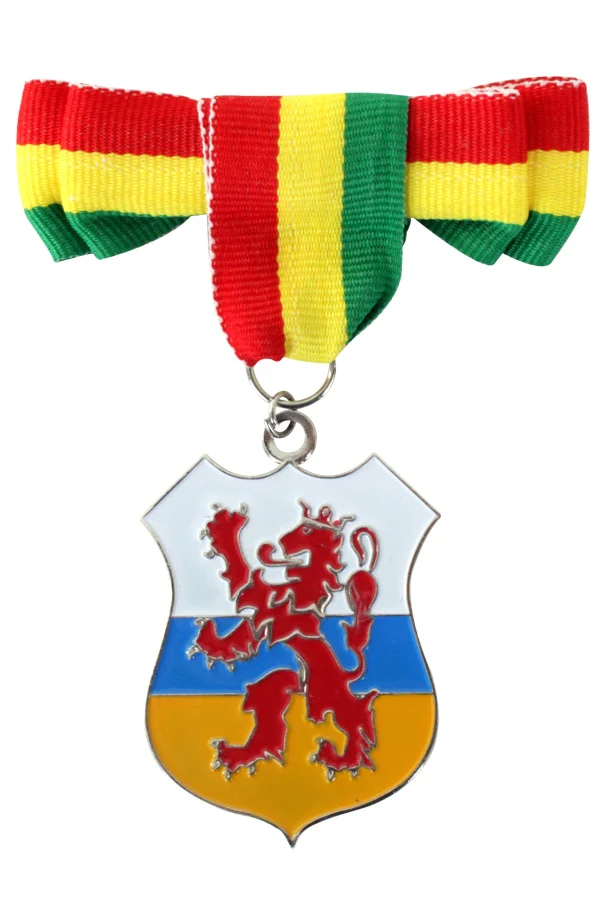Broche met strikje Limburgs wapen rood geel groen