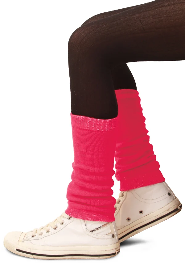 Beenwarmers roze voor kinderen, fel roze gebreid
