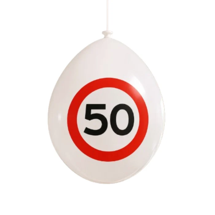 Ballonnen 50 jaar rood/wit 30 cm - 10 stuks