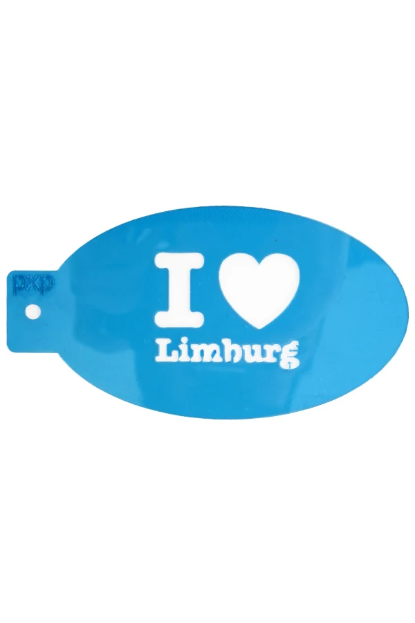 Schminksjabloon I love Limburg PXP blauw plastic