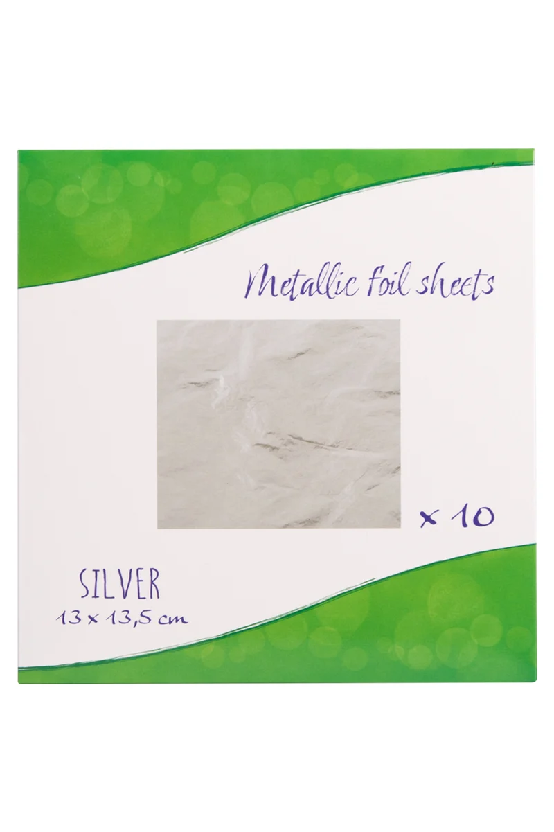 Metallic folievellen zilver PXP, 10 vellen van 13 x 13,5 cm