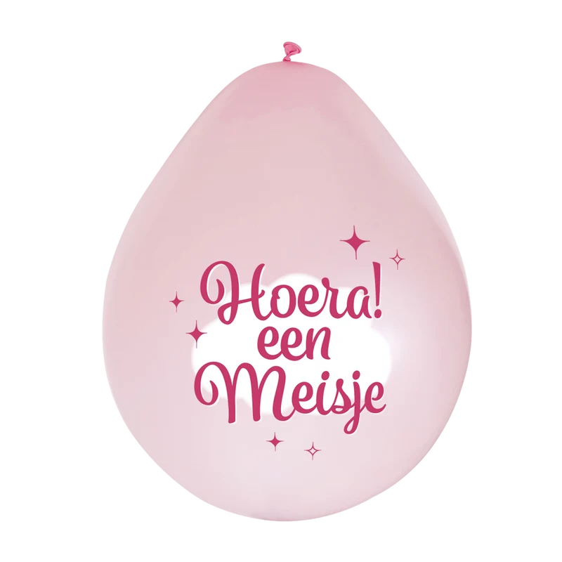 Feestballonnen Hoera een meisje (8st)