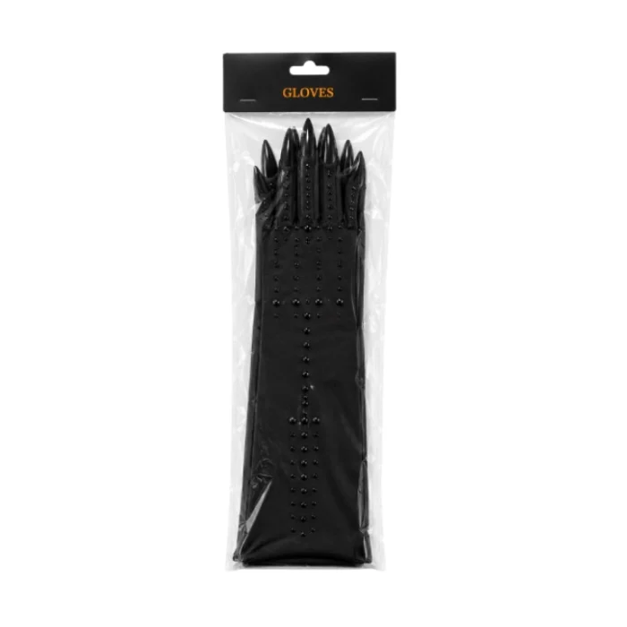 Handschoenen lang zwart met lange nagels