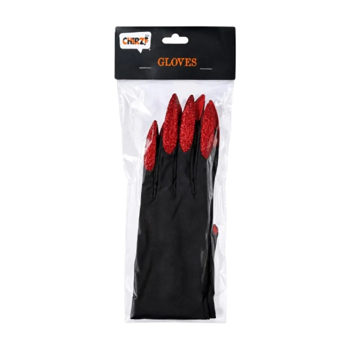 Handschoenen kort zwart met lange nagels