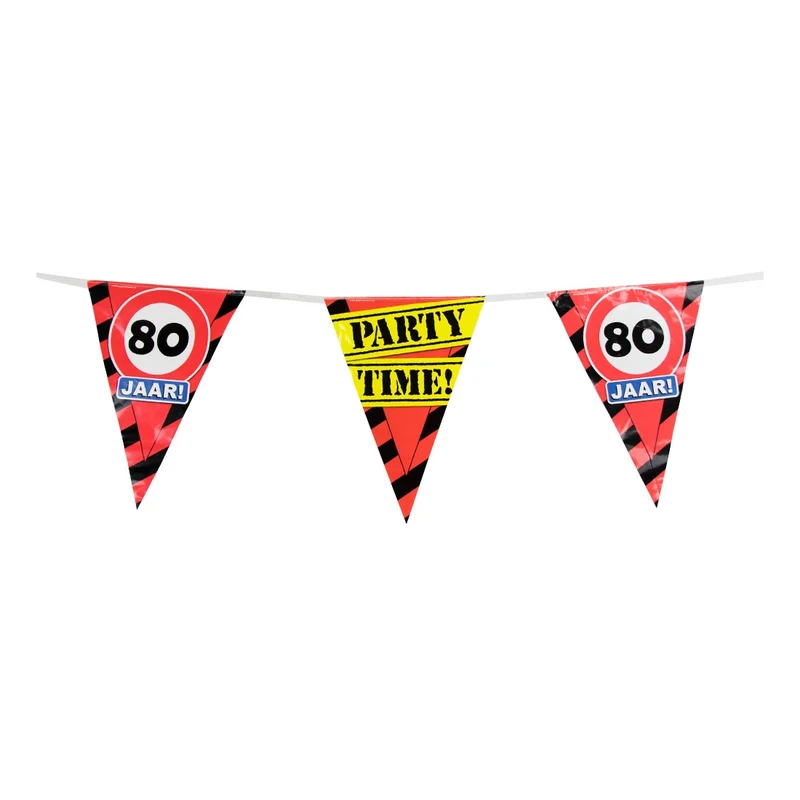 Party vlaggenlijn 10 meter - 80 jaar