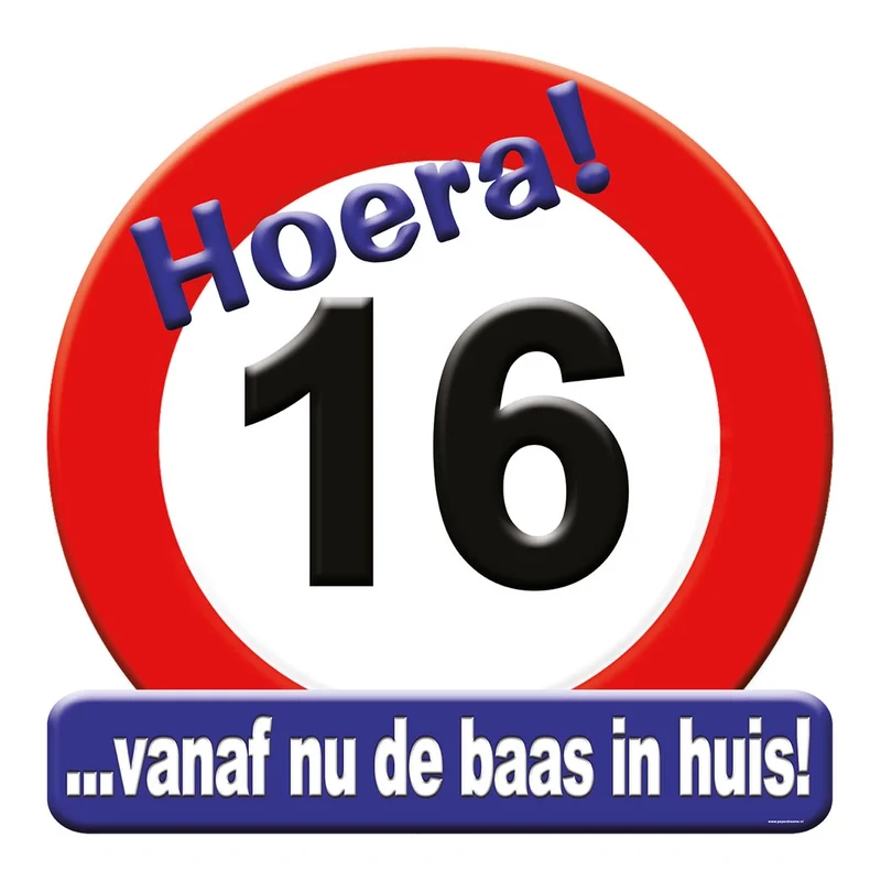 Deurbord - 16 jaar – verkeersbord