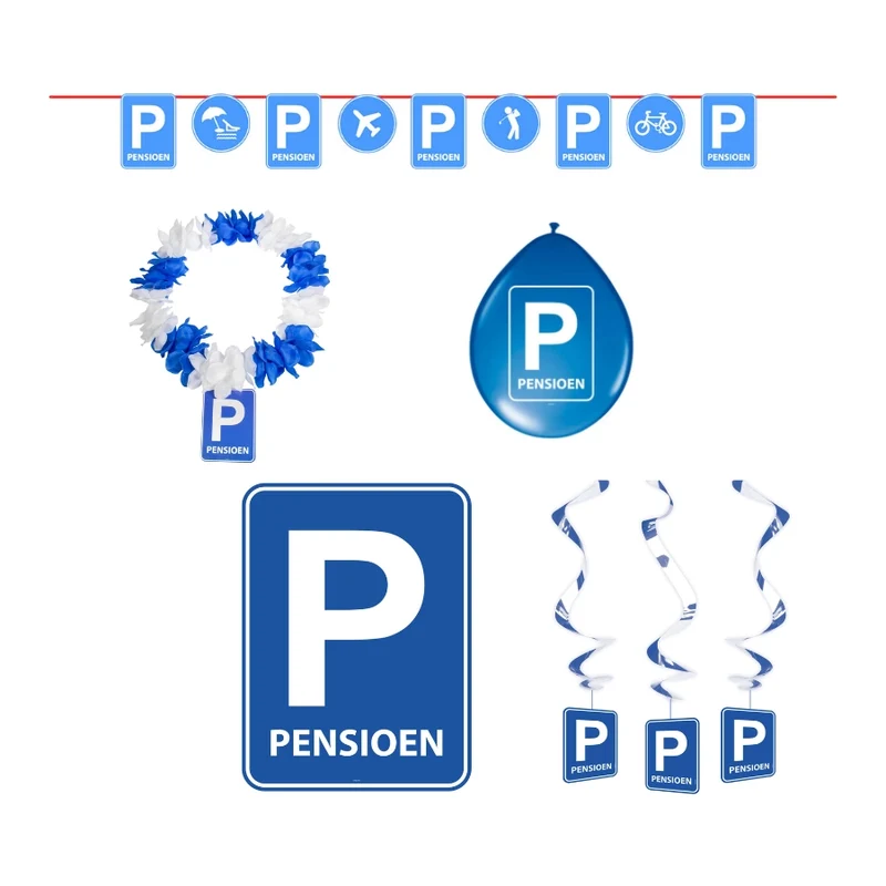 Pensioen Parkeerbord Versiering pakket - L