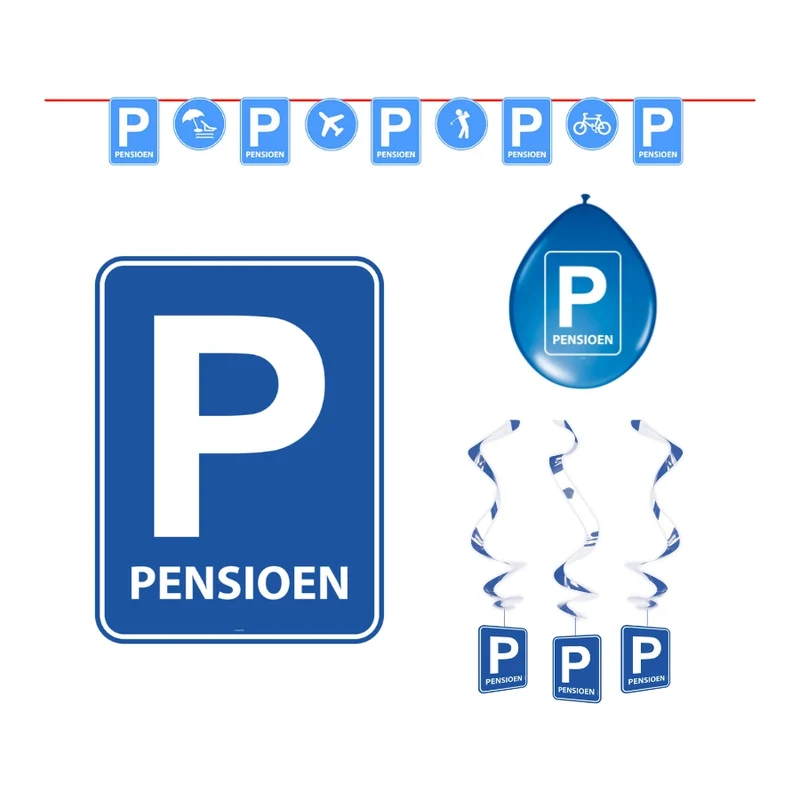 Pensioen Parkeerbord Versiering pakket - M