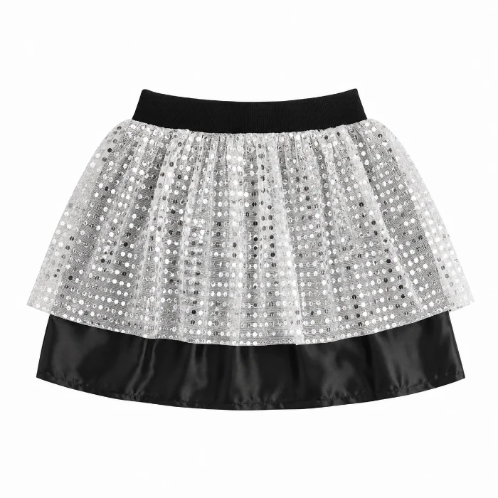 Rokje glitter zilver one size
