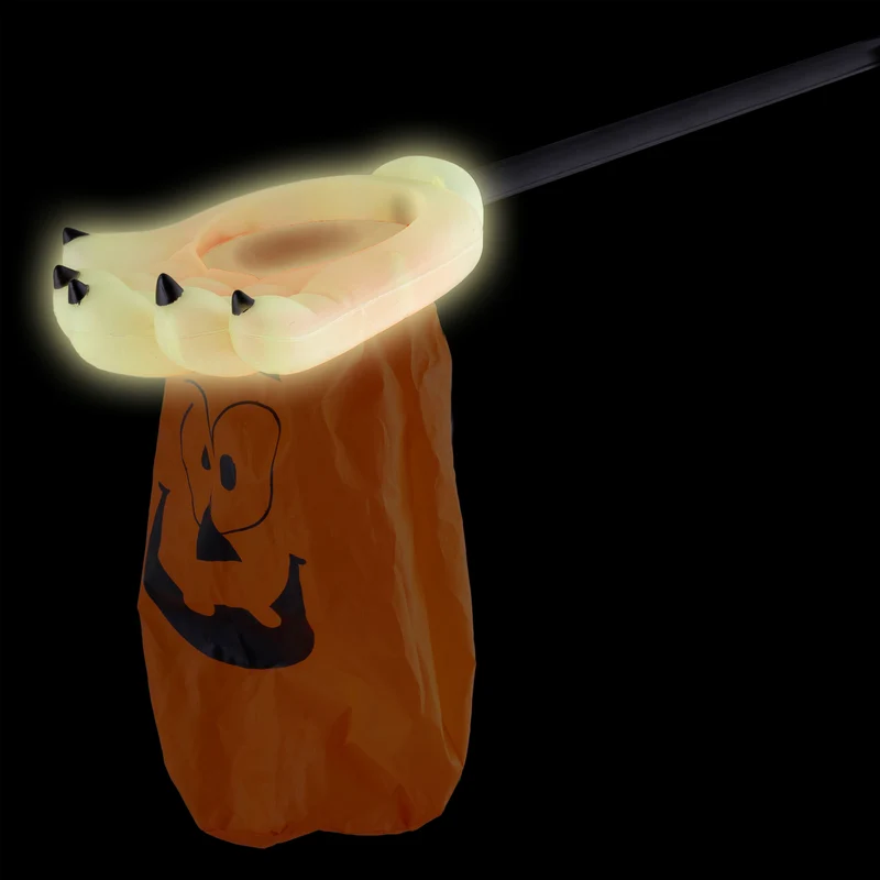 Snoepzak Halloween hand glow in the dark oranje