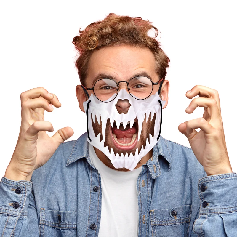 Masker dino tanden wit half masker dinoschedel