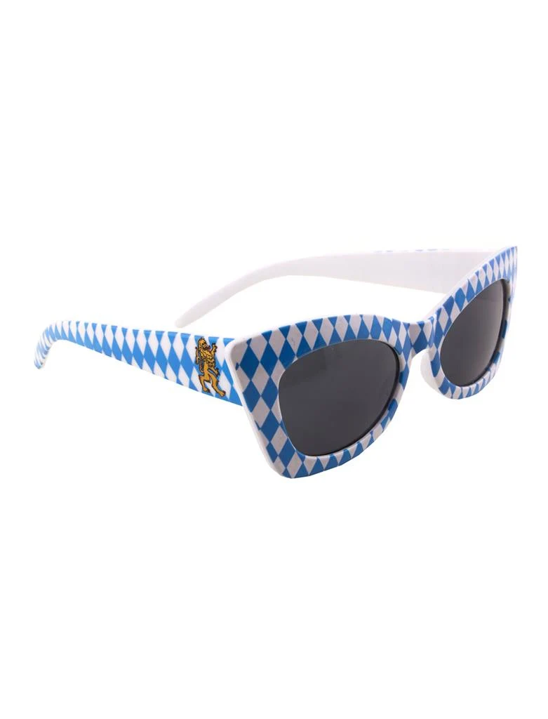 Bril oktoberfest blauw-wit ruitpatroon met Beierse leeuw