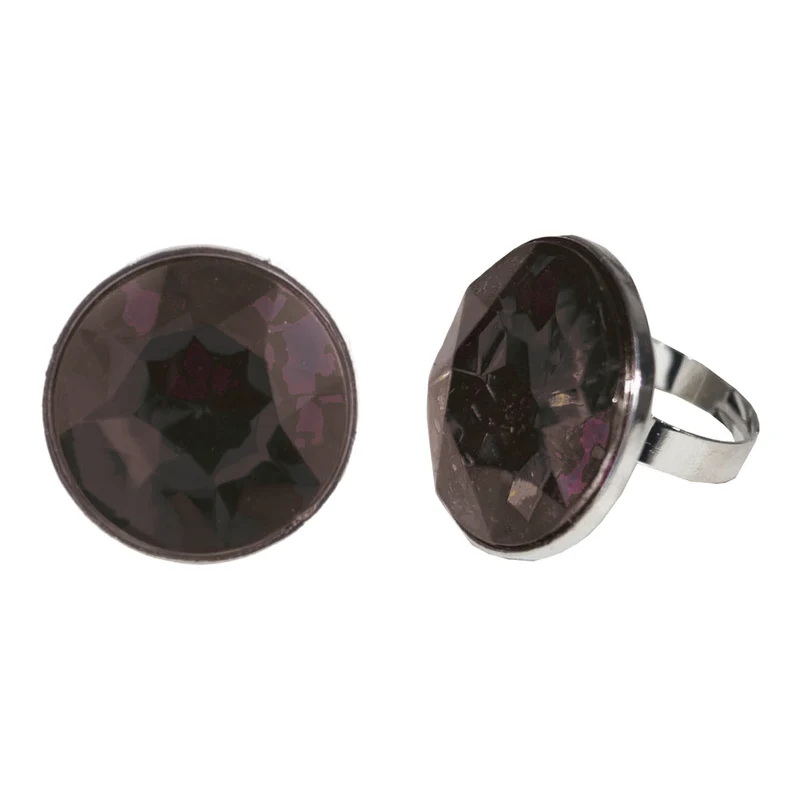 Ring gothic paarse steen zilverkleurig dames en heren