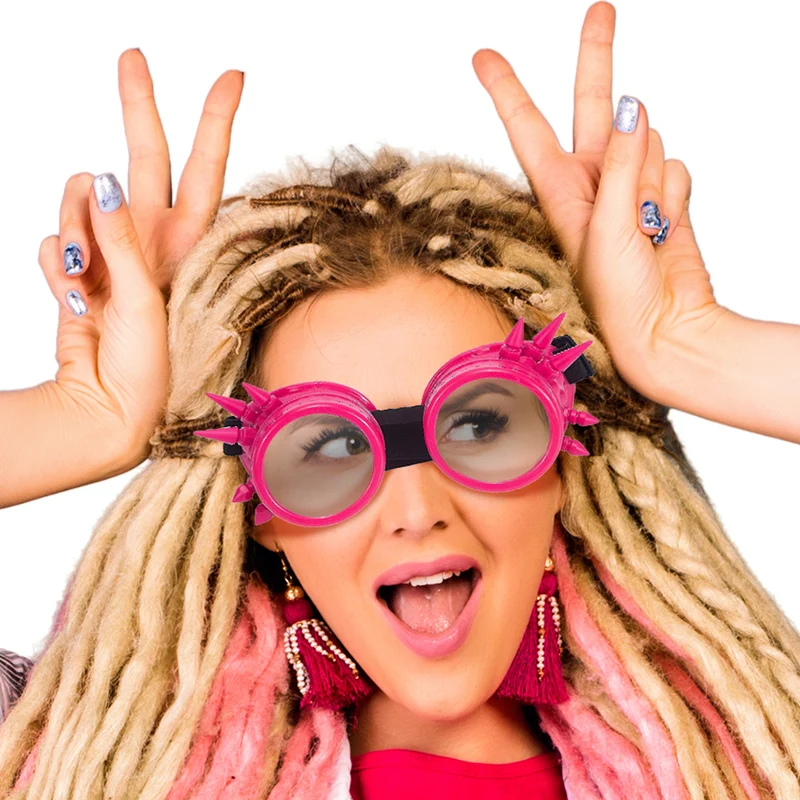 Bril steampunk roze met spikes en verstelbare band
