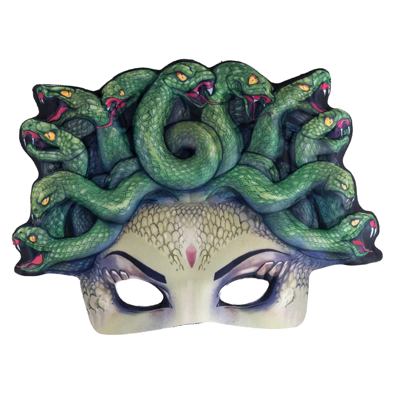 Oogmasker medusa groen met slangen voor dames