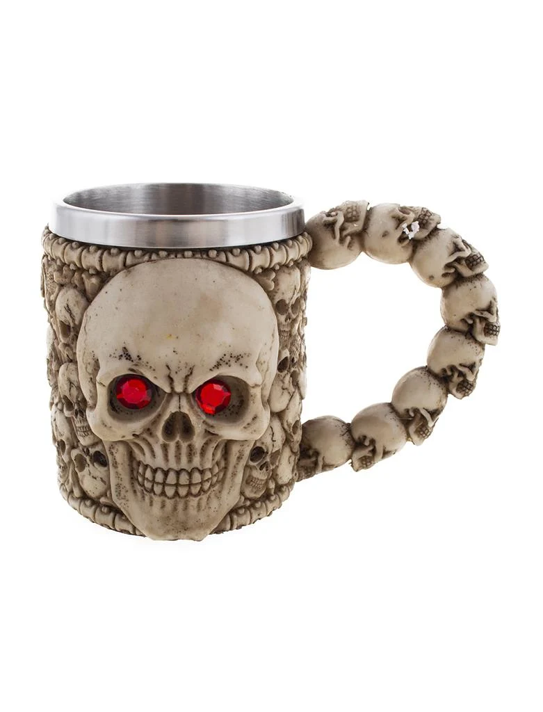 Drinkbeker doodskop met rode ogen en metalen binnenrand