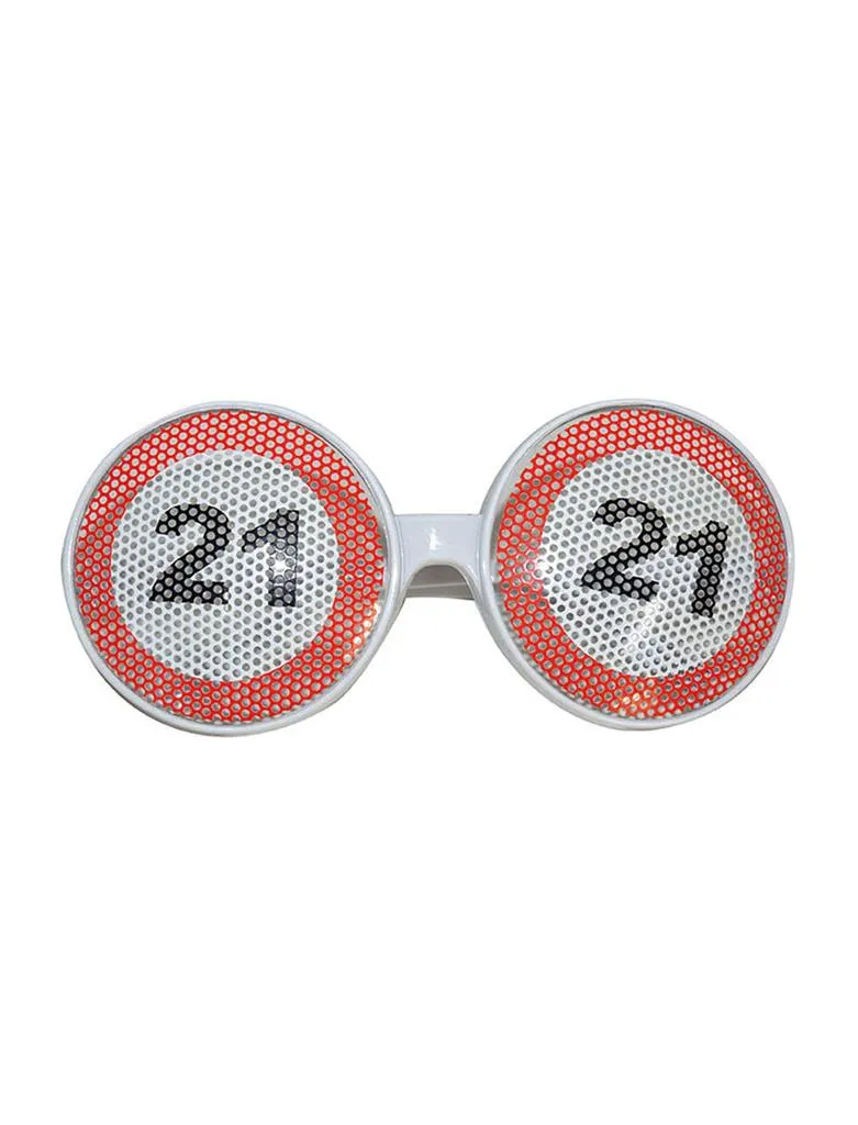 Bril traffic 21 jaar verkeersbord rood wit unisex